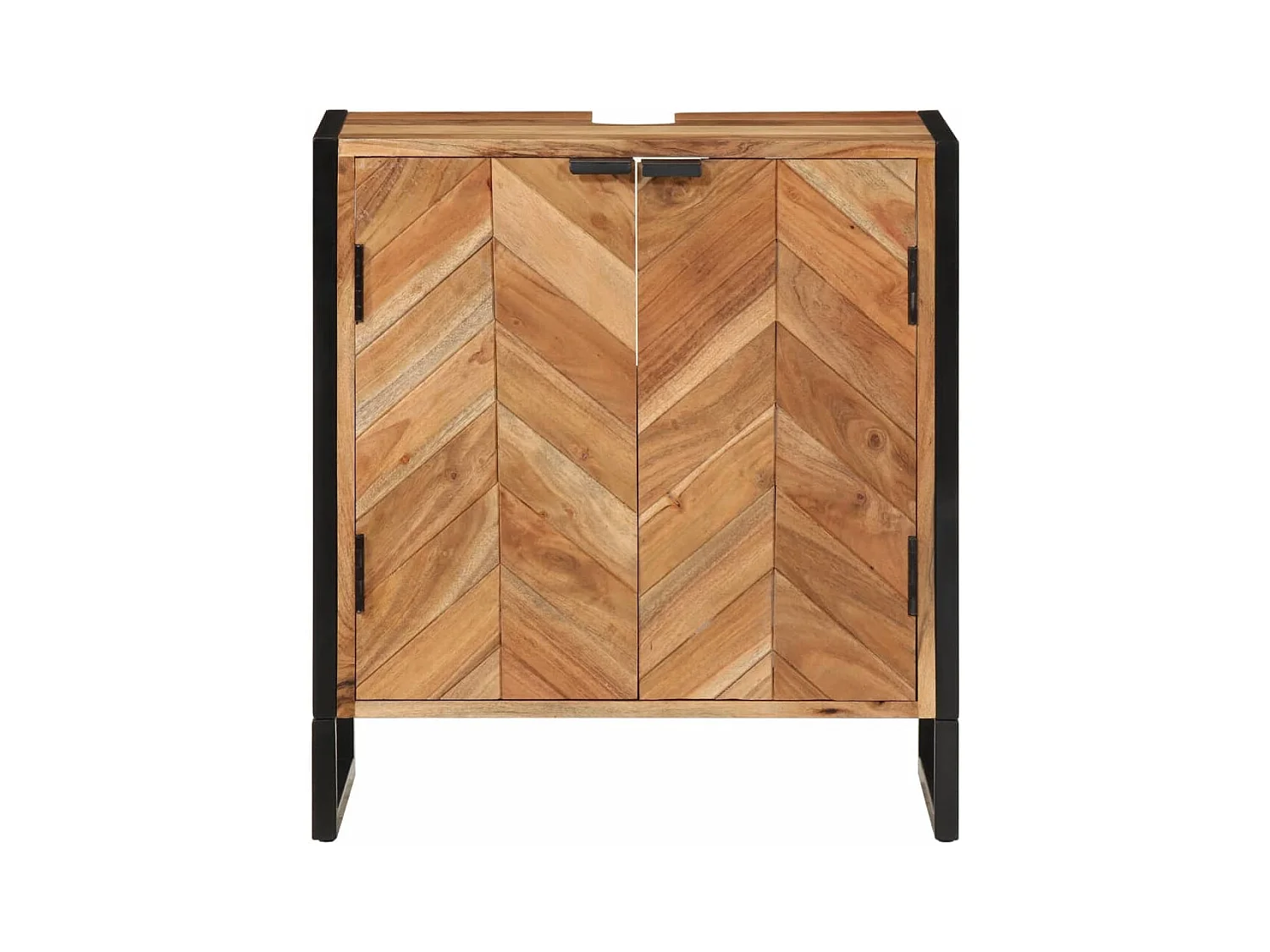 Mueble de baño fabricado en madera maciza de acacia y hierro.