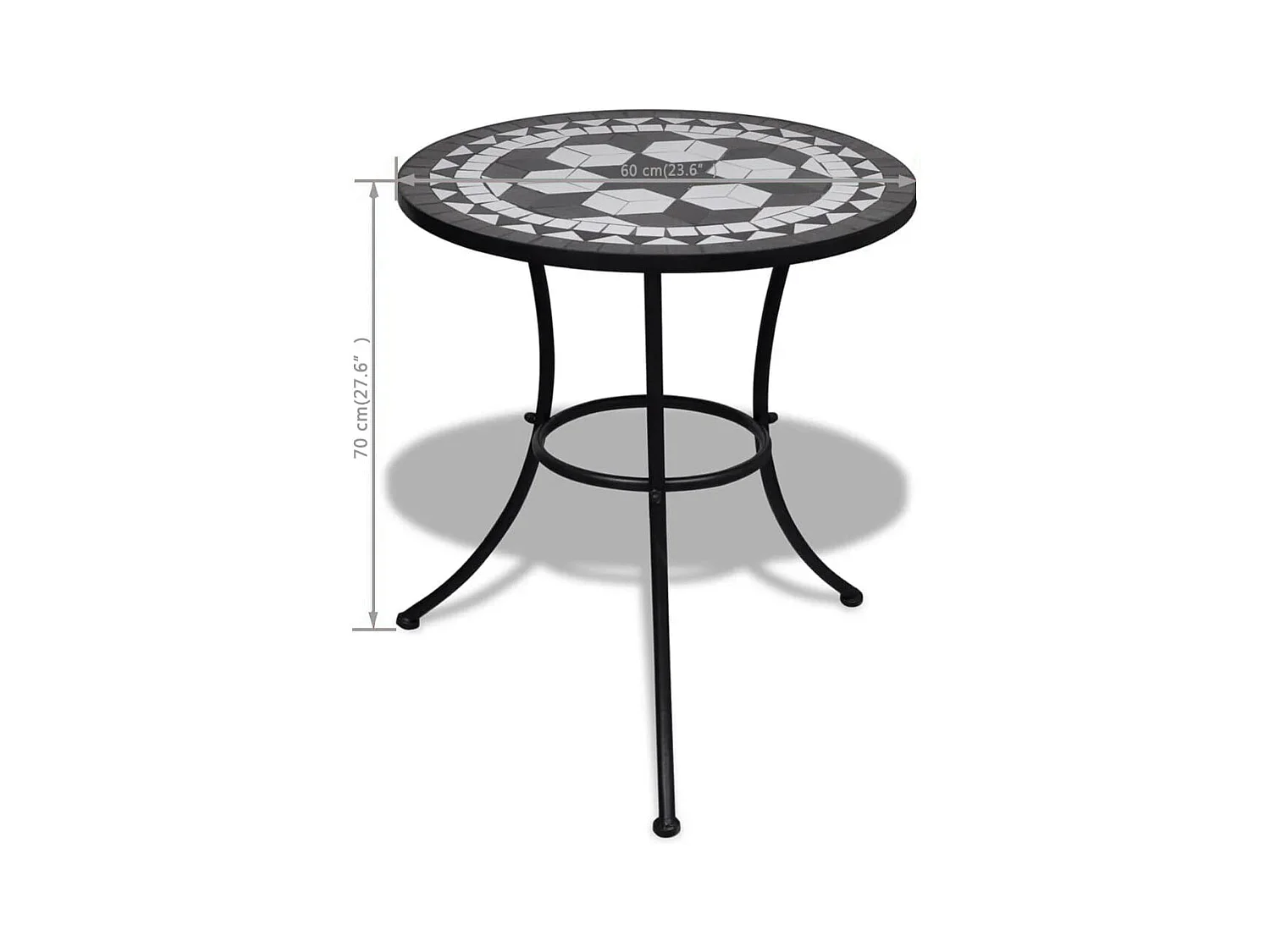 Mesa bistro en blanco y negro de 60 cm Mosaico