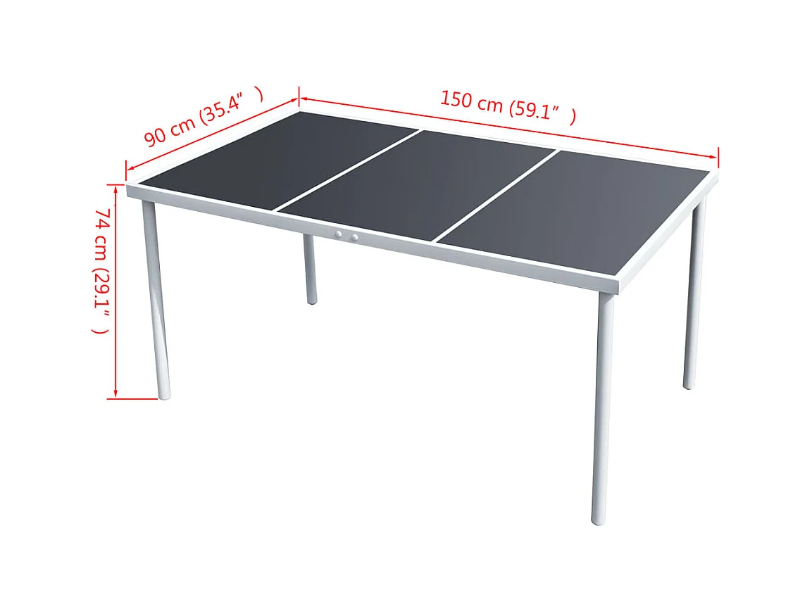 Tuintafel 150x90x74 cm Zwart Staal