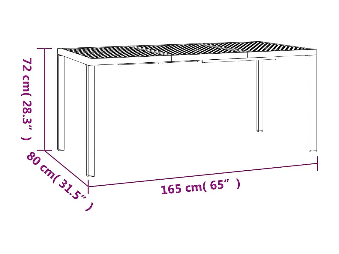 Tavolo da giardino antracite 165x80x72 cm in acciaio