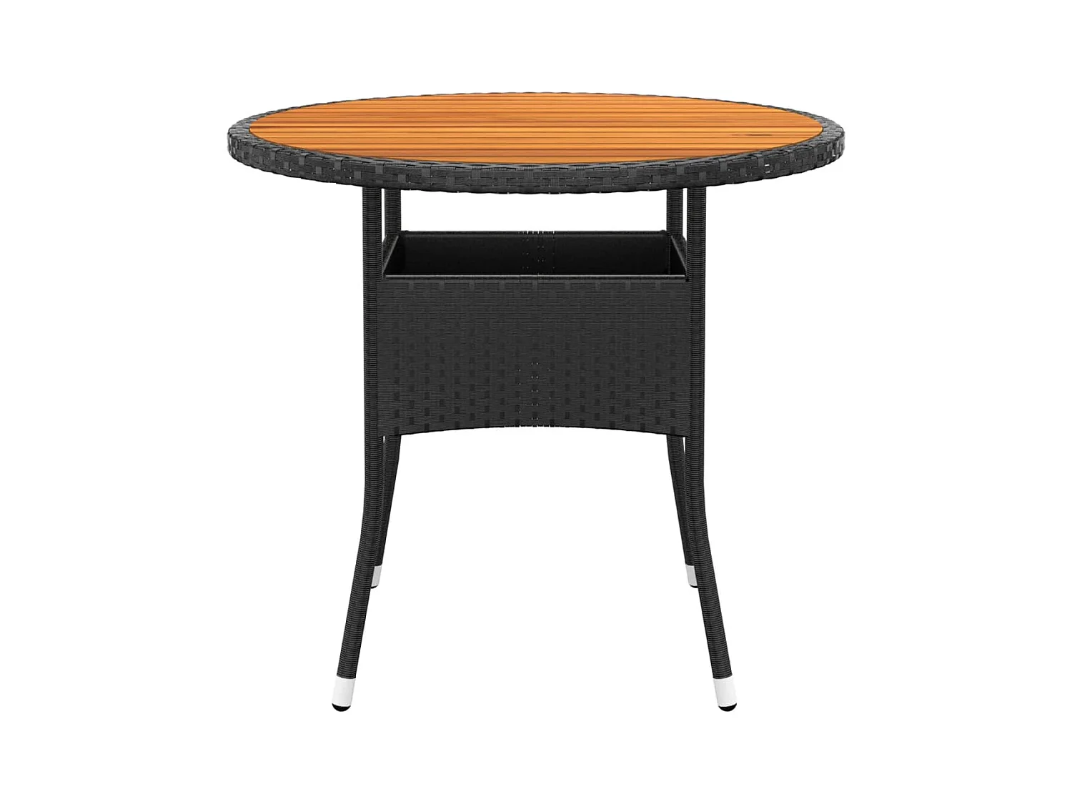 Tuintafel Ø80x75 cm Gevlochten hars en acaciahout Zwart