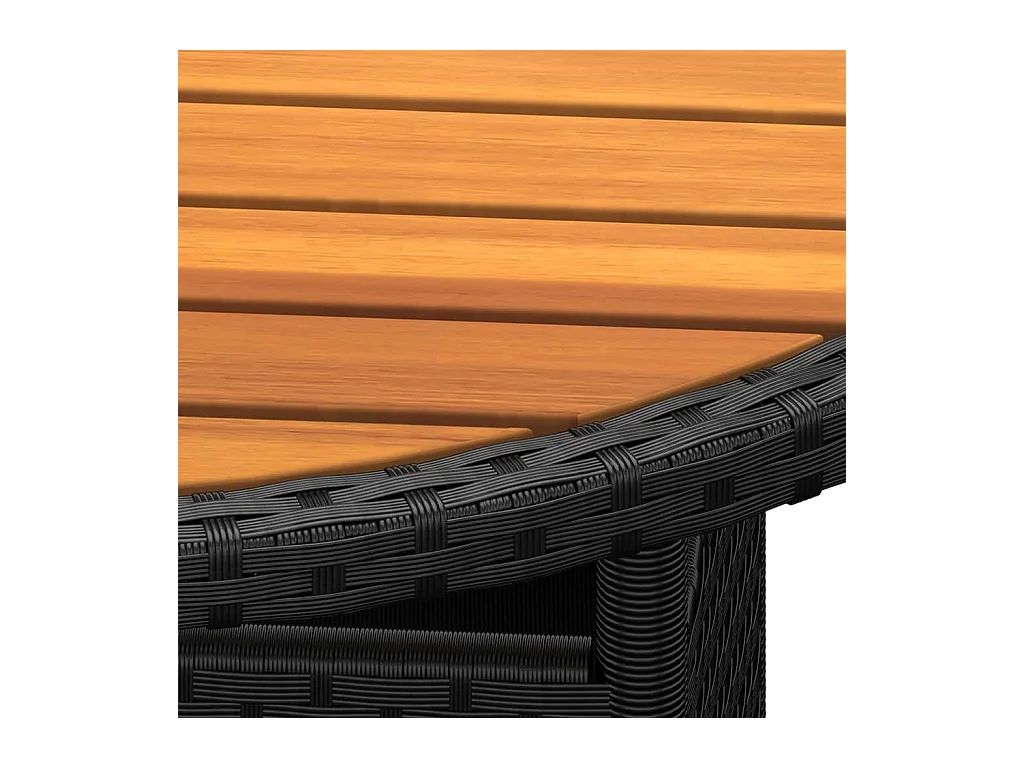 Tuintafel Ø80x75 cm Gevlochten hars en acaciahout Zwart