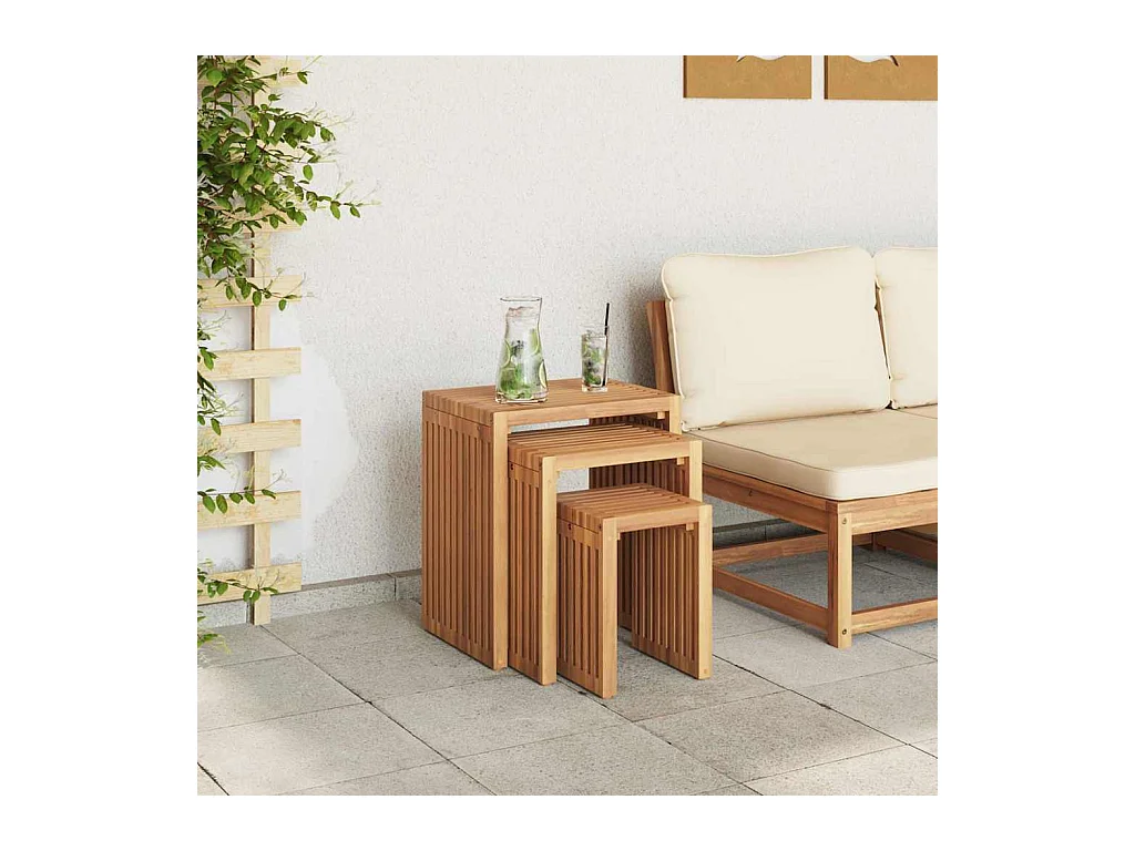 Ensemble de tables d'appoint 3 pcs Marron 33 x 44.5 x 51 cm