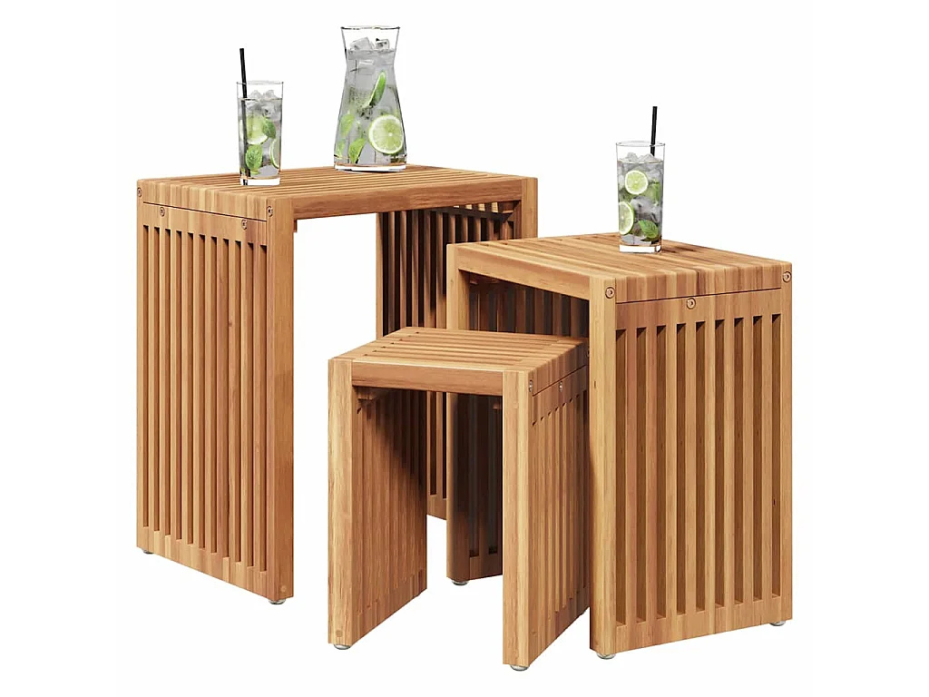 Set di tavolini laterali da 3 pezzi Marrone 33 x 44,5 x 51 cm