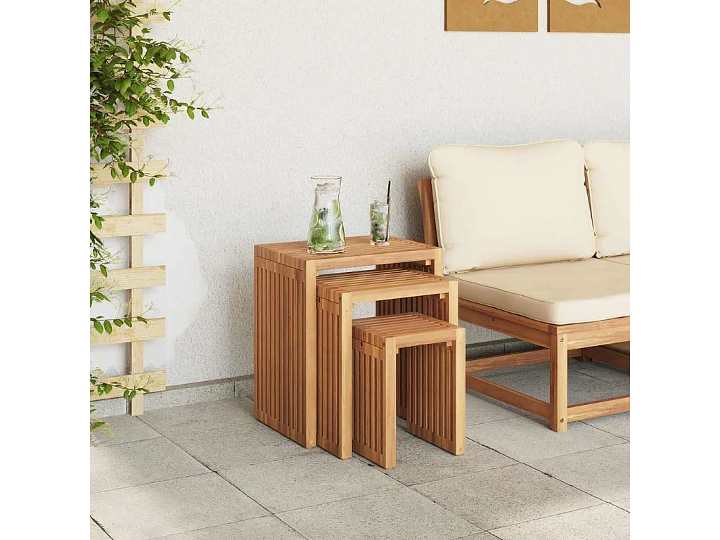 Set di tavolini laterali da 3 pezzi Marrone 33 x 44,5 x 51 cm