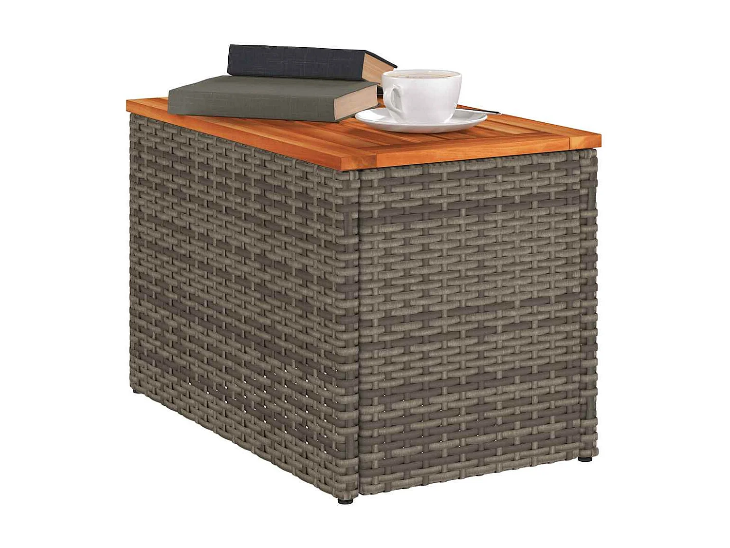 Tuintafels 2 stuks grijs rotan massief hout