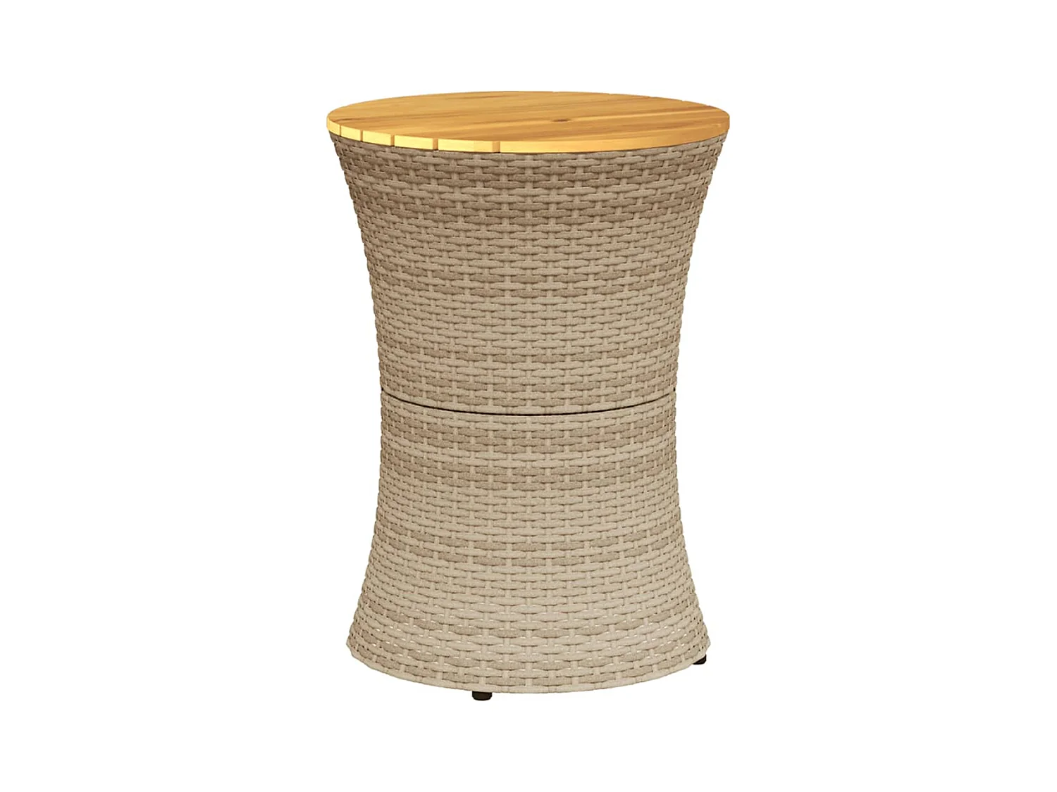 Beige rotan massief houten trommelvormige tuintafel