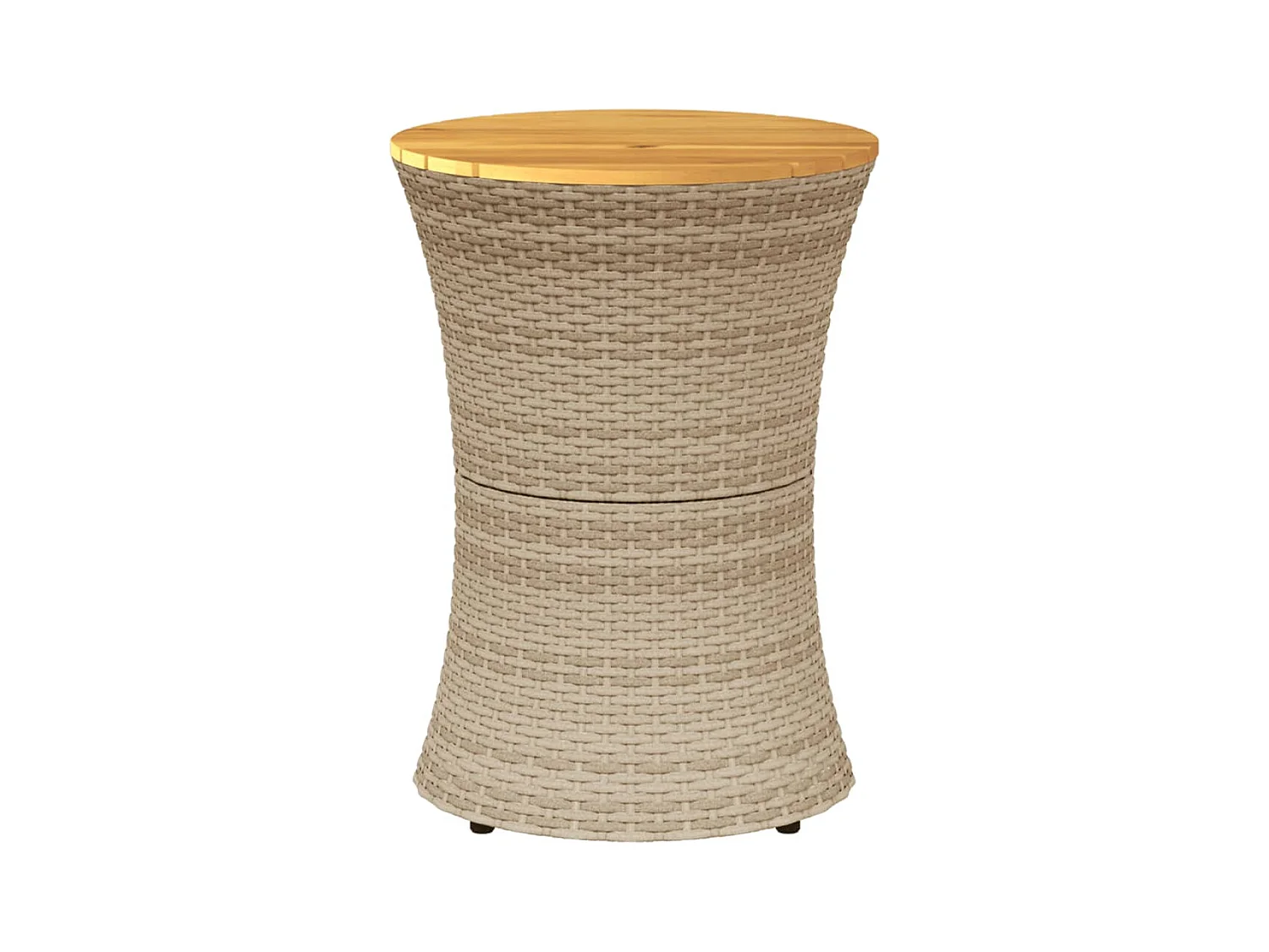 Beige rotan massief houten trommelvormige tuintafel