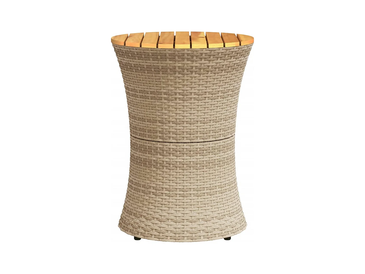 Beige rotan massief houten trommelvormige tuintafel