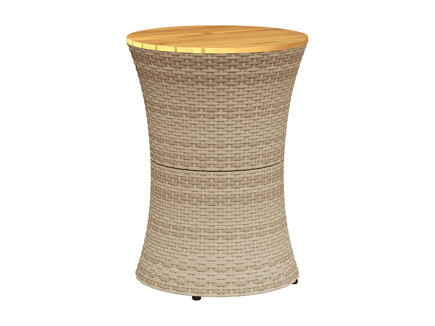 Beige rotan massief houten trommelvormige tuintafel