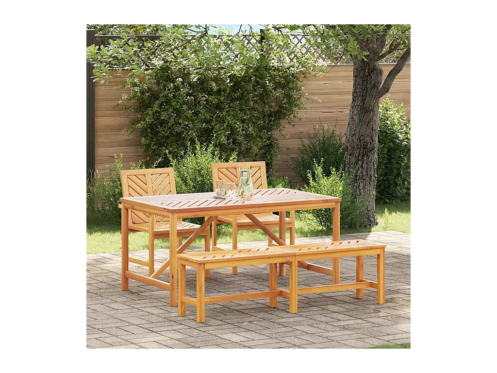 Ensemble de salle à manger pour jardin 4 pcs Marron