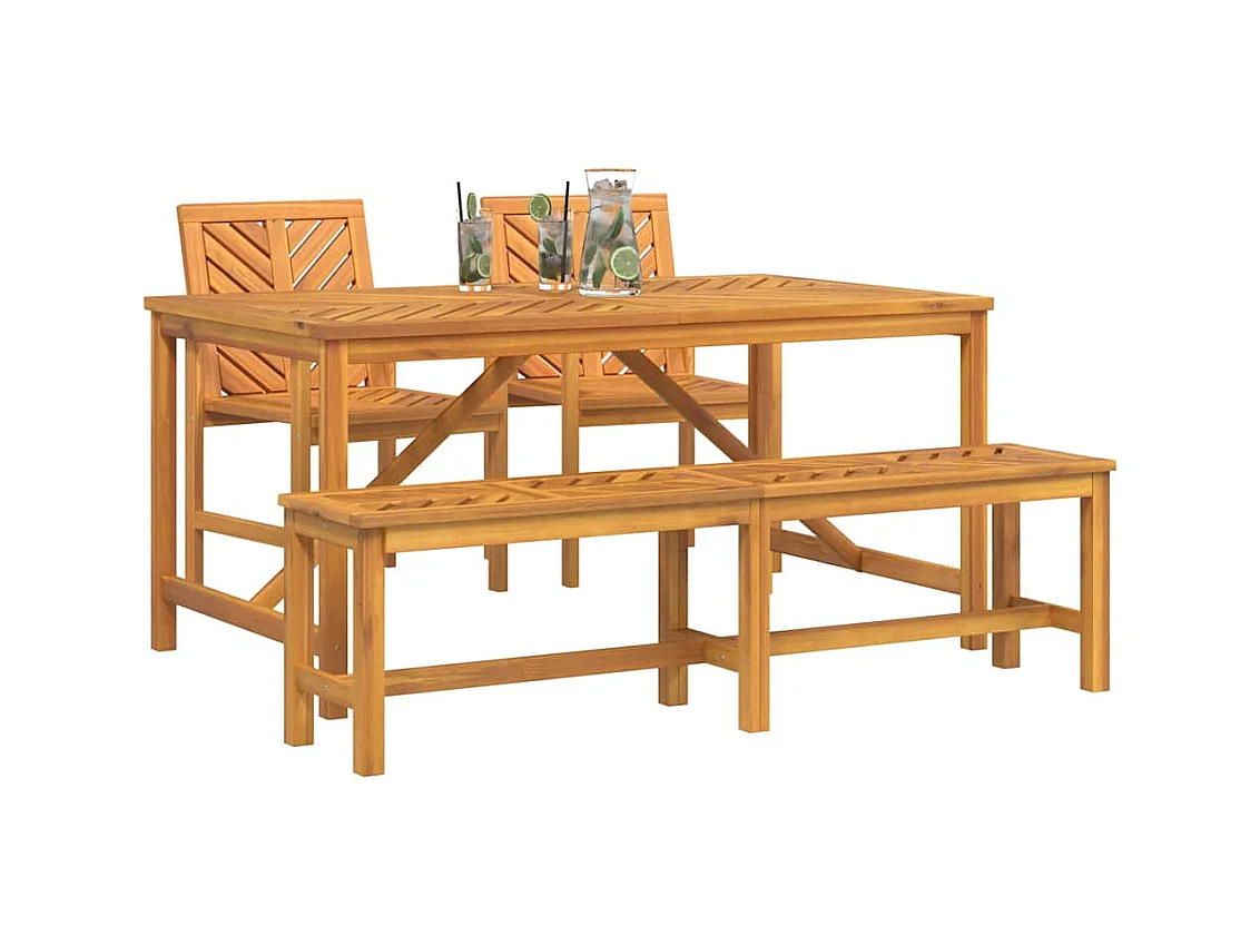 Ensemble de salle à manger pour jardin 4 pcs Marron