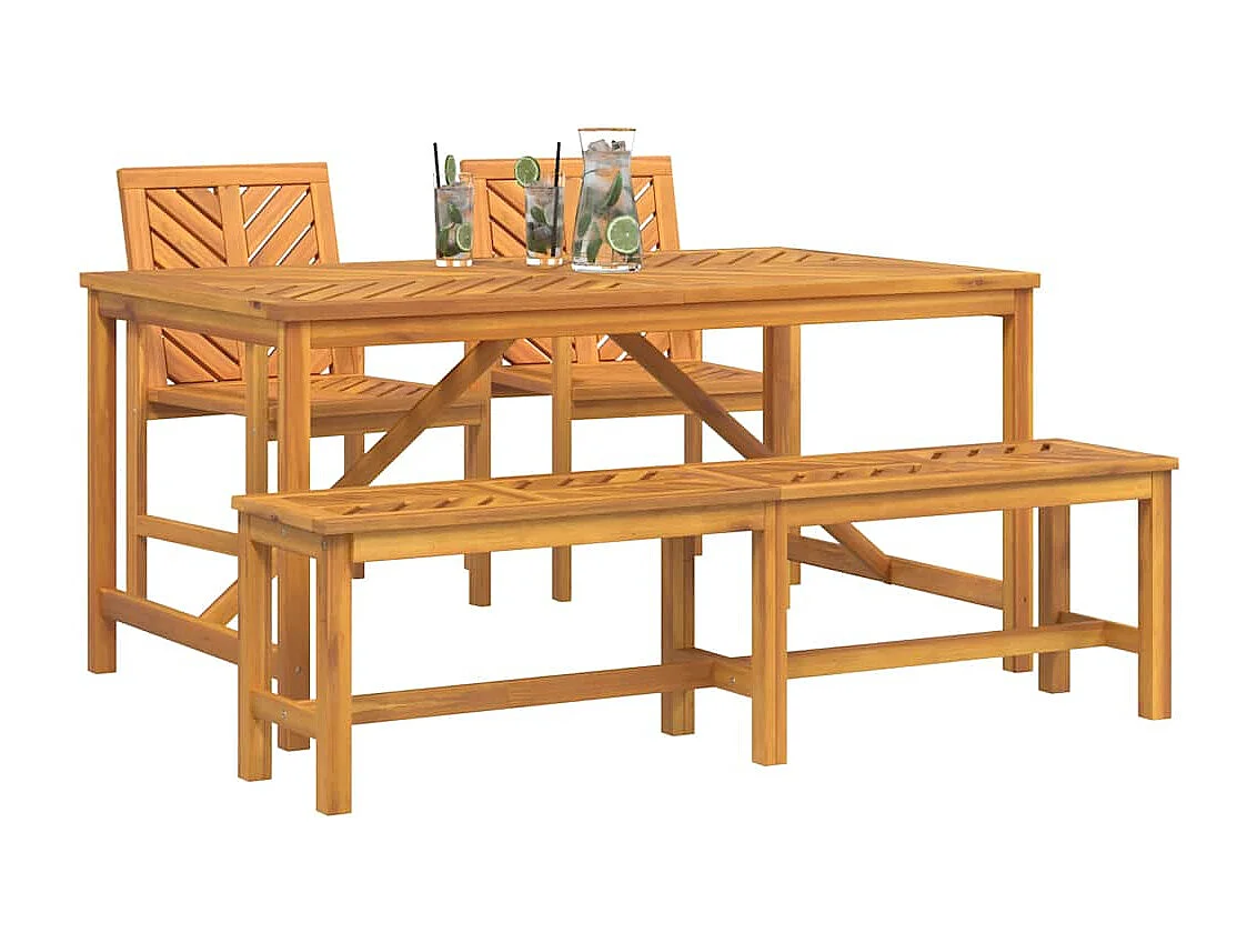 Ensemble de salle à manger pour jardin 4 pcs Marron