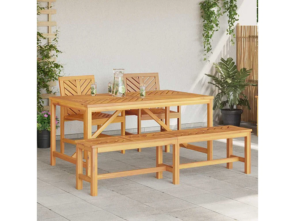 Ensemble de salle à manger pour jardin 4 pcs Marron