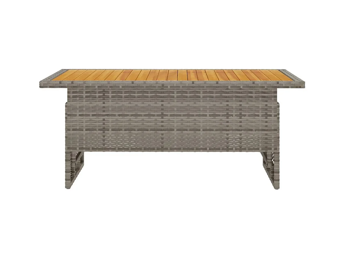 Table de jardin gris 100x50x43/63 cm acacia et résine tressée