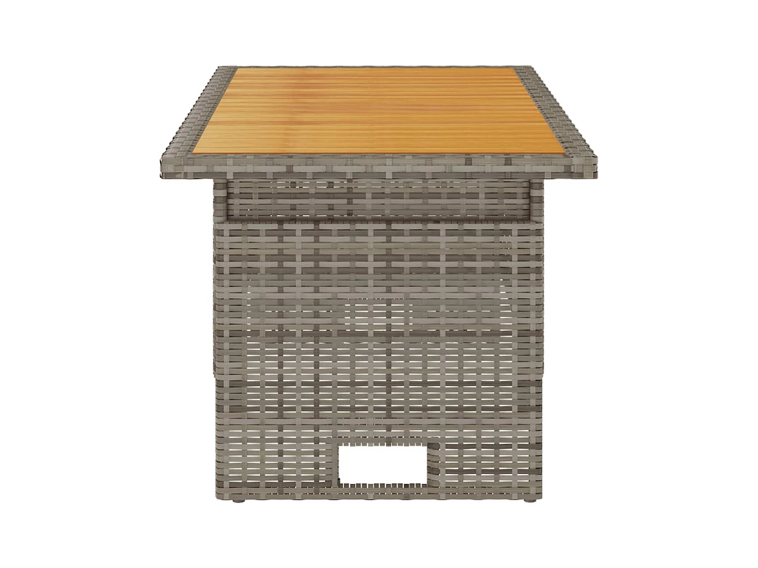 Table de jardin gris 100x50x43/63 cm acacia et résine tressée