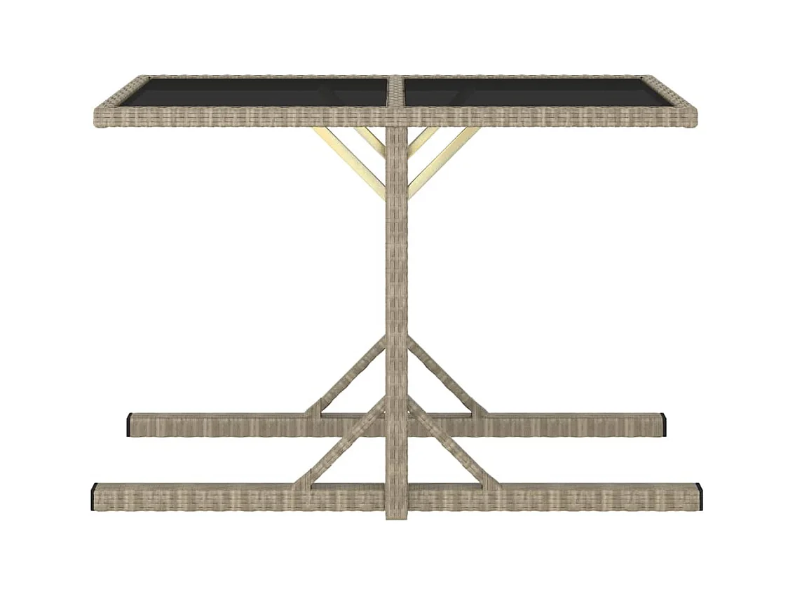 Beige tuintafel 110x53x72 cm Glas en geweven hars