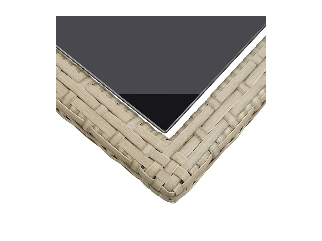 Beige tuintafel 110x53x72 cm Glas en geweven hars