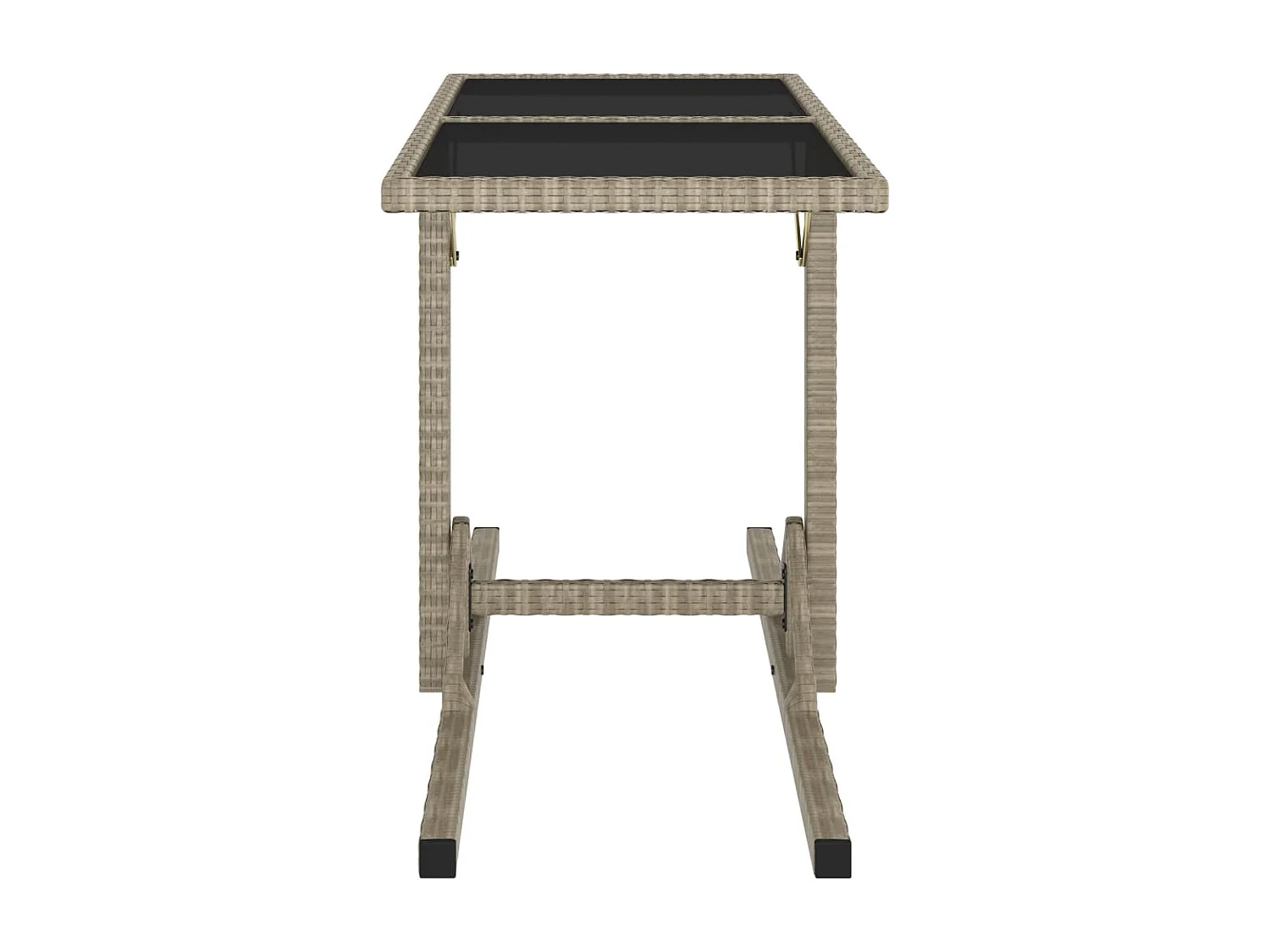 Tavolo da giardino beige 110x53x72 cm Vetro e resina intrecciata