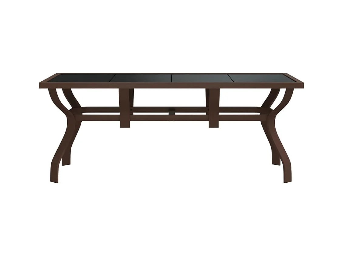 Braun-schwarzer Gartentisch 180x80x70 cm Stahl und Glas