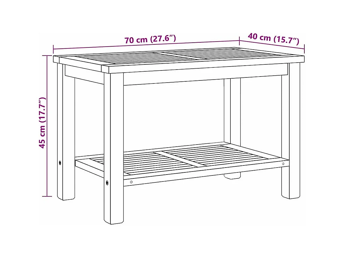 Table basse Marron 70 x 40 x 45 cm Bois de teck solide