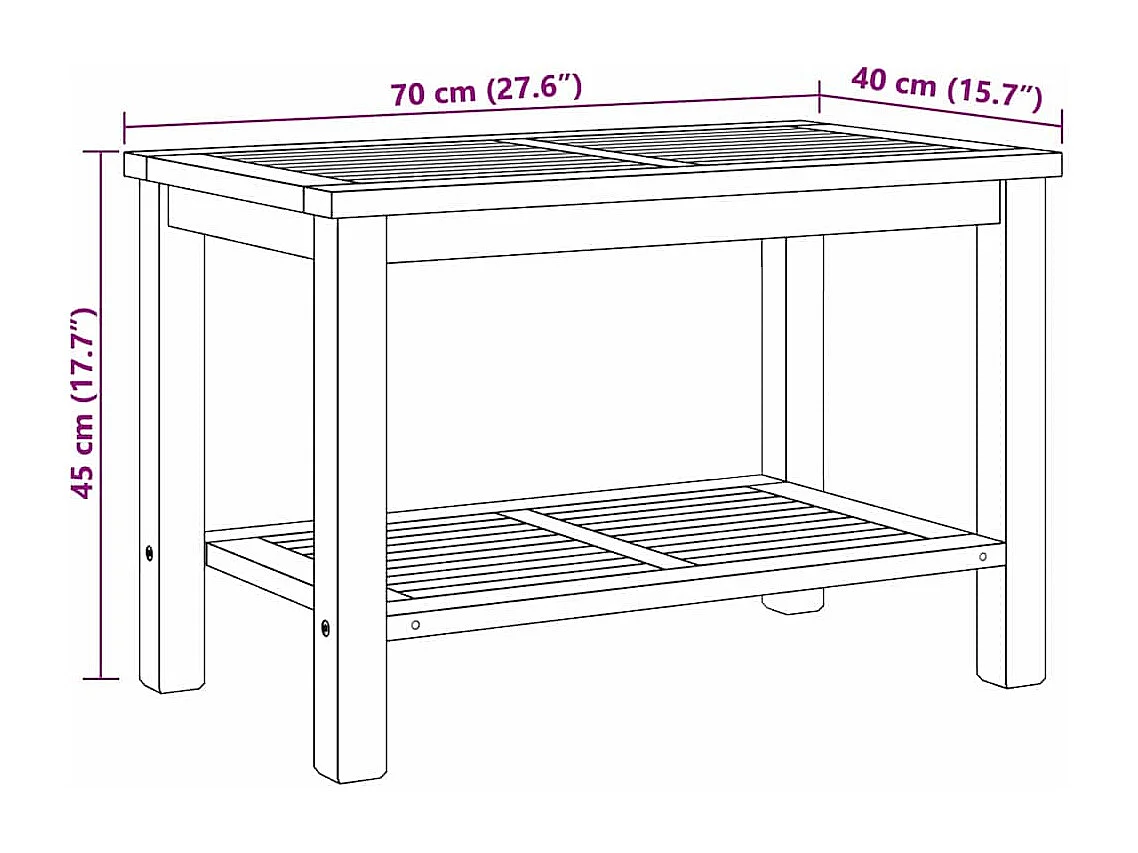 Table basse Marron 70 x 40 x 45 cm Bois de teck solide