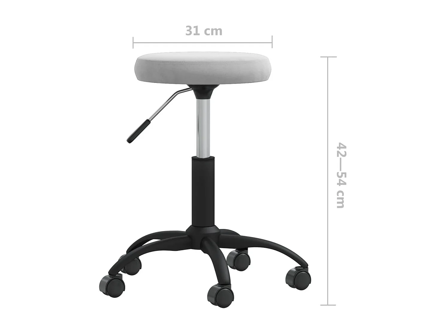 Sedia girevole da ufficio in velluto grigio chiaro