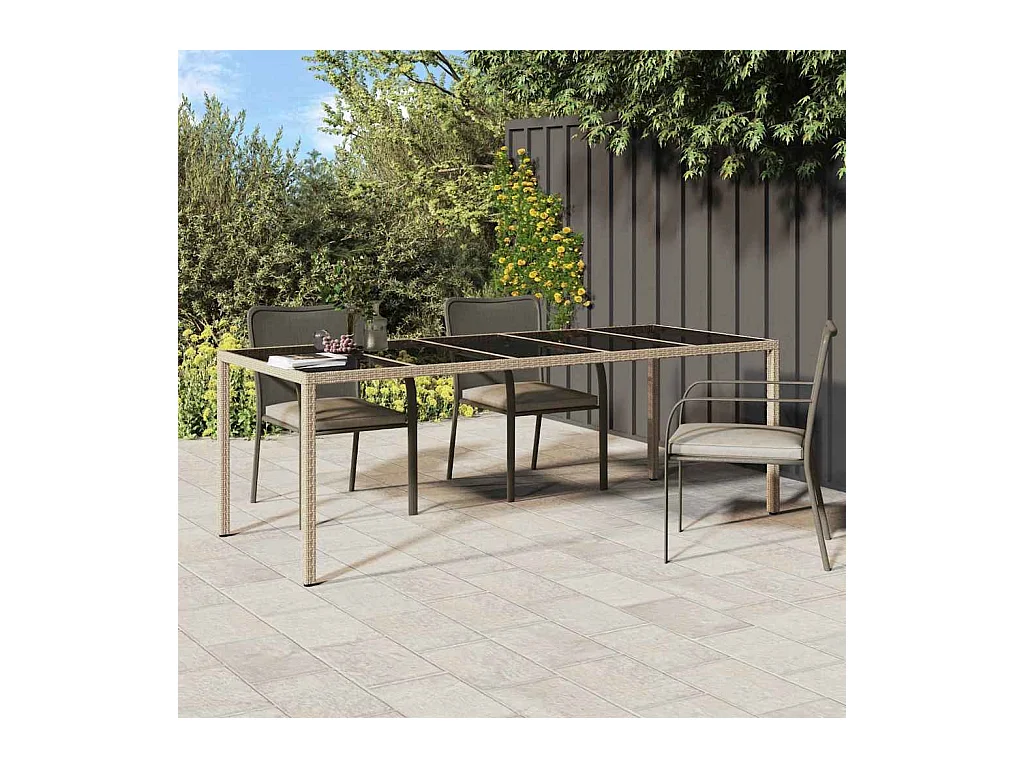 Table de jardin pour repas Beige 250 x 100 x 75 cm Poly rotin