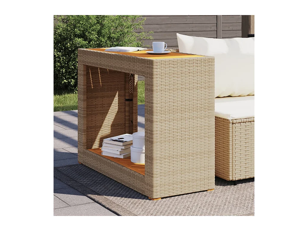 Tuintafel met beige houten blad 100x40x75 cm