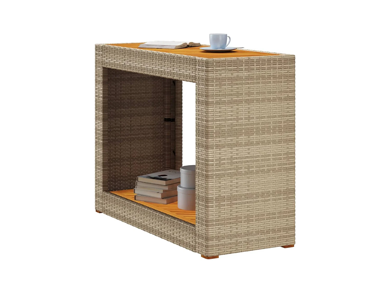 Tuintafel met beige houten blad 100x40x75 cm