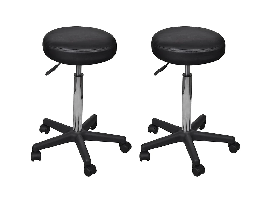 Juego de 2 taburetes de oficina Negro 35,5x84 cm Piel sintética