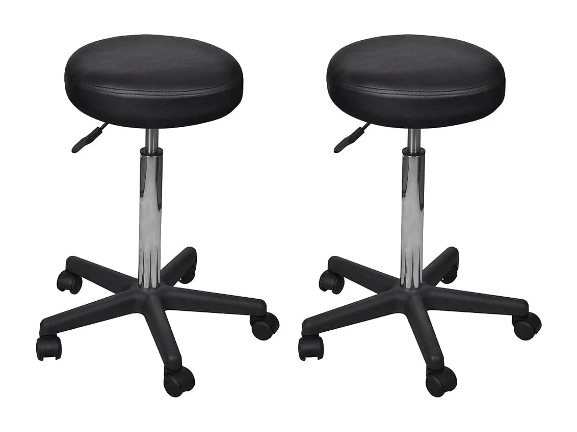 Juego de 2 taburetes de oficina Negro 35,5x84 cm Piel sintética