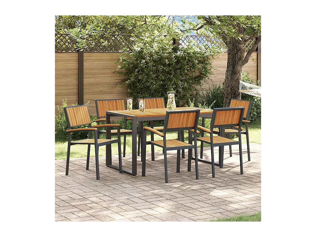 Ensemble de salle à manger pour jardin 7 pcs Noir et marron