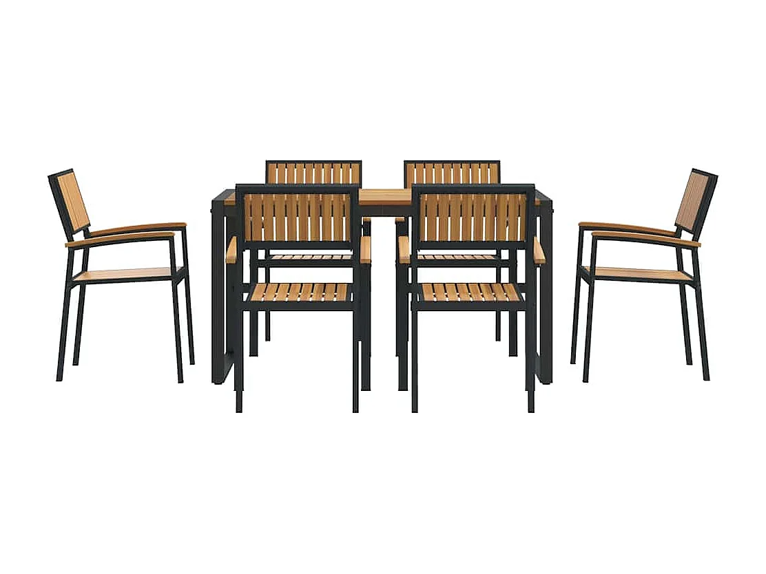 Ensemble de salle à manger pour jardin 7 pcs Noir et marron