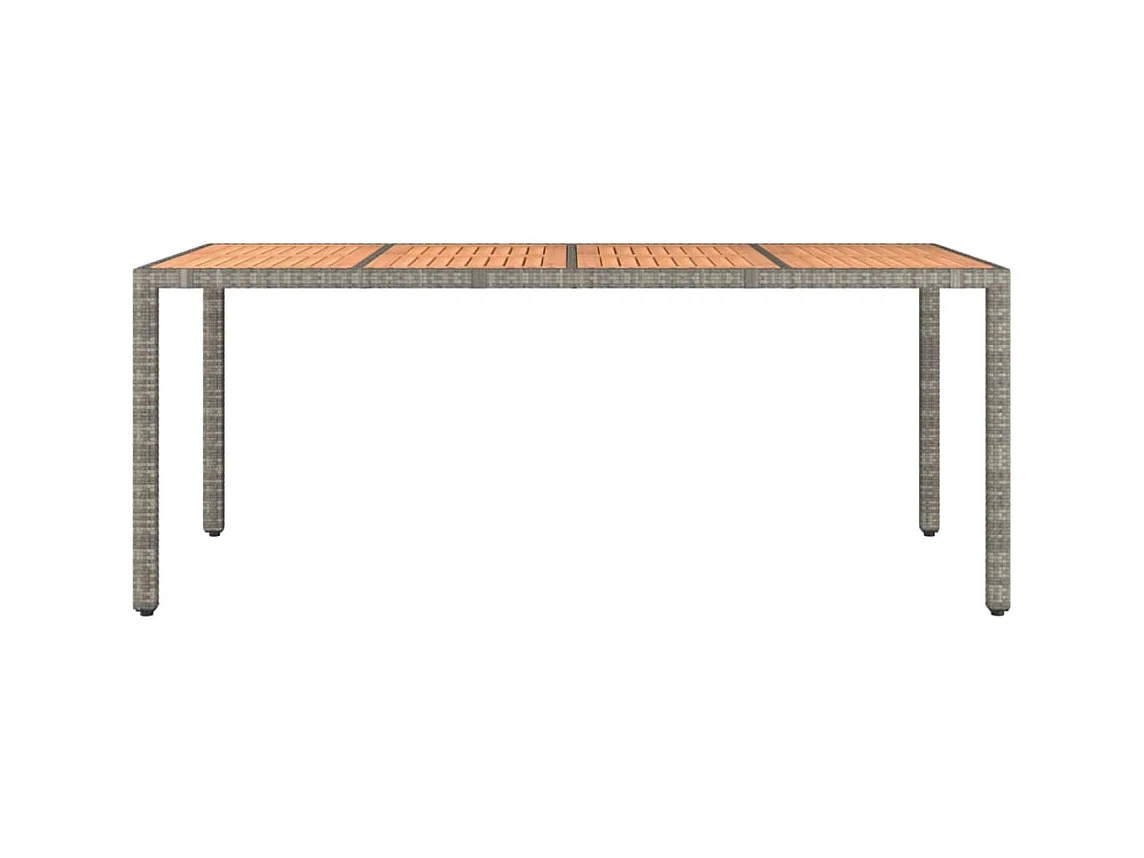 Tuintafel en houten blad Grijs Hars riet en acacia