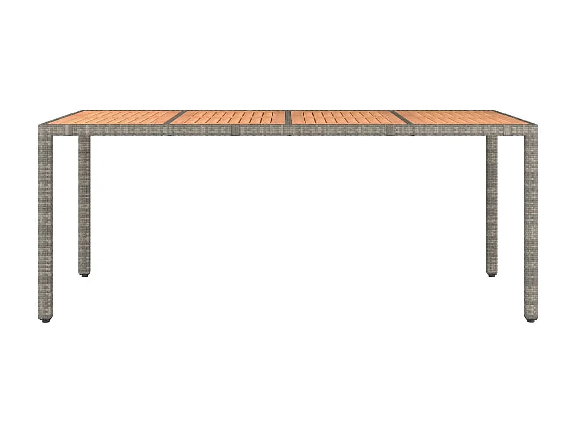Mesa de jardín y tablero de madera Mimbre de resina gris y acacia