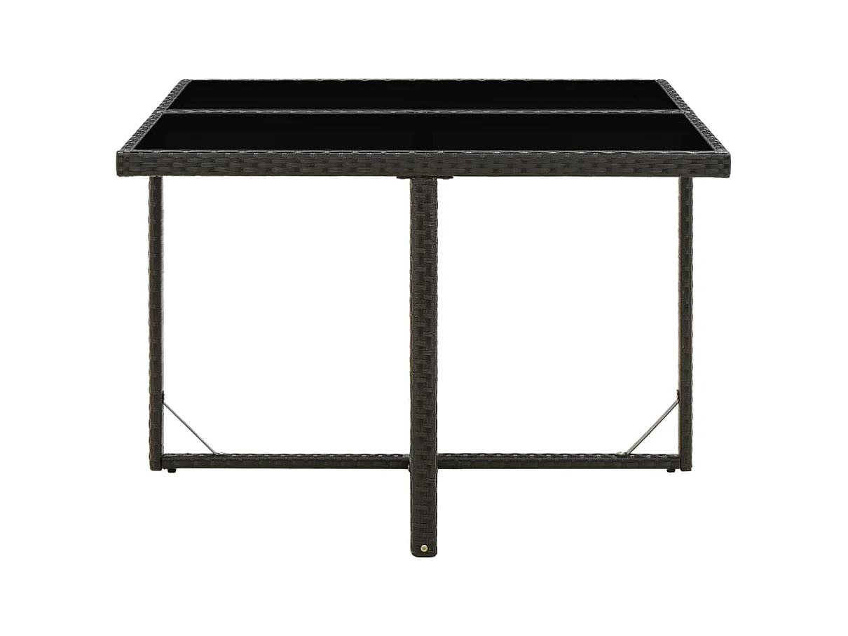 Tavolo da giardino nero 109x107x74 cm Resina intrecciata e vetro