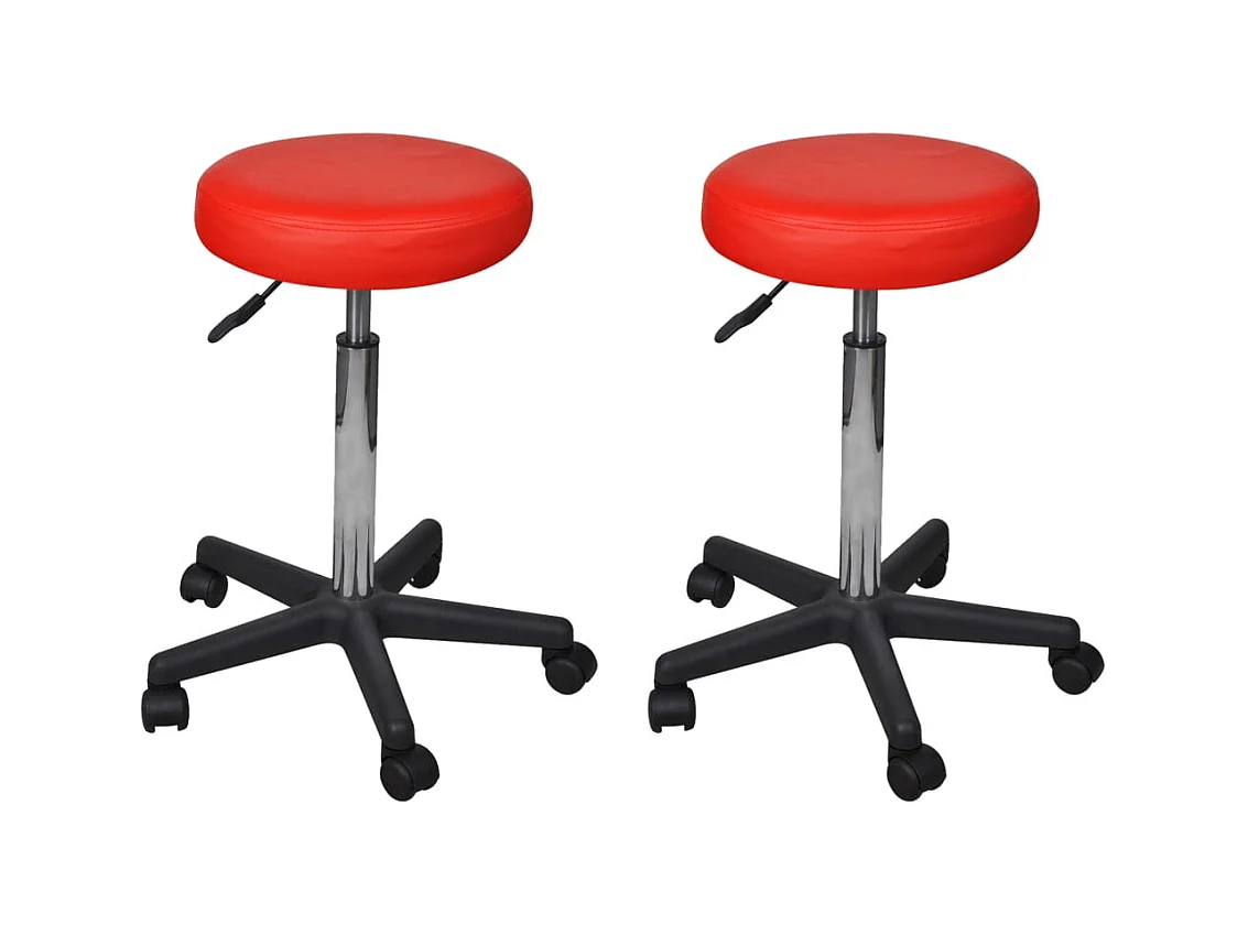 Juego de 2 taburetes de oficina Rojo 35,5x84 cm Piel sintética