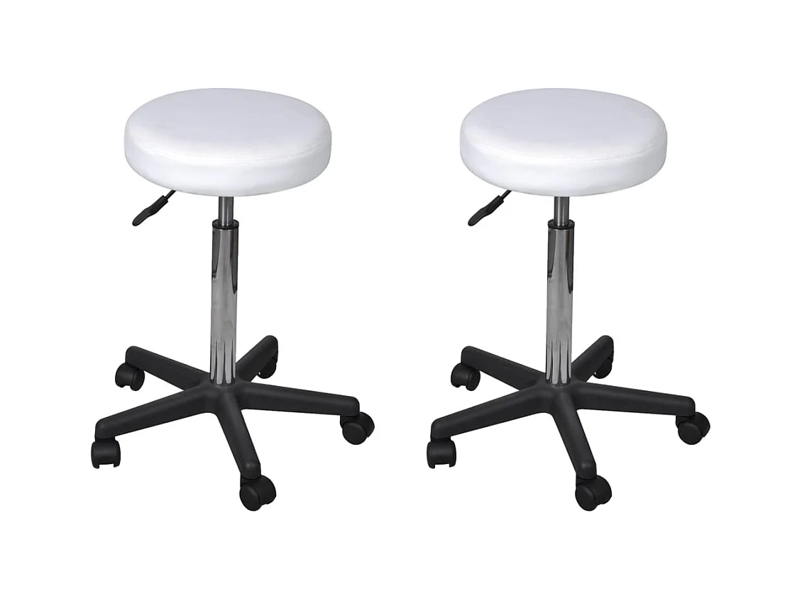 Bürohocker 2er Set Weiß 35,5x84 cm Kunstleder