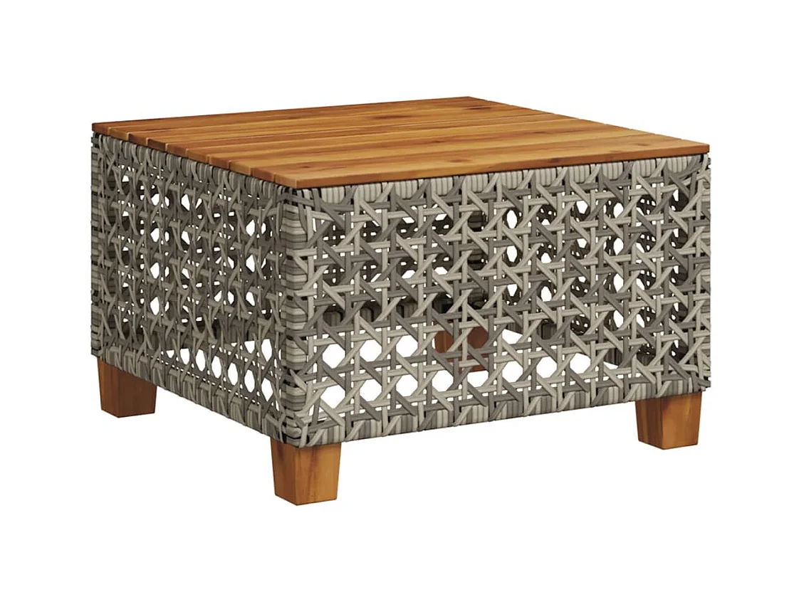 Grijze tuintafel 55x55x36 cm gevlochten hars en acaciahout