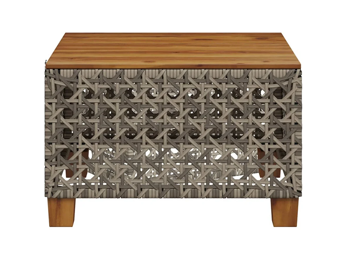 Grijze tuintafel 55x55x36 cm gevlochten hars en acaciahout