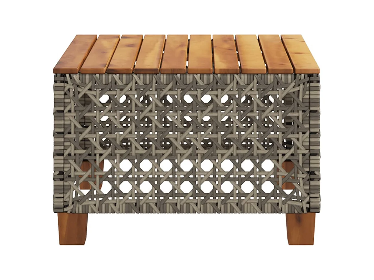 Grijze tuintafel 55x55x36 cm gevlochten hars en acaciahout