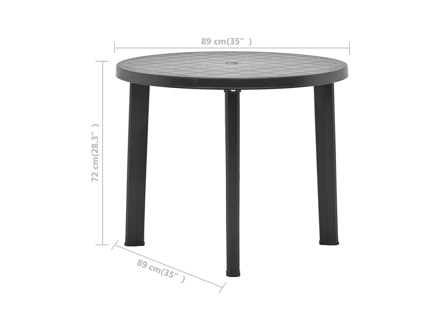 Tavolo da giardino antracite 89 cm in plastica