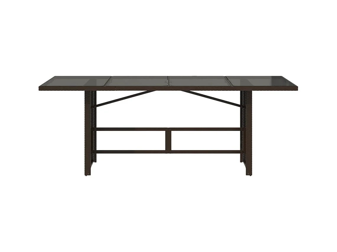 Tuintafel met bruin glazen blad en gevlochten hars