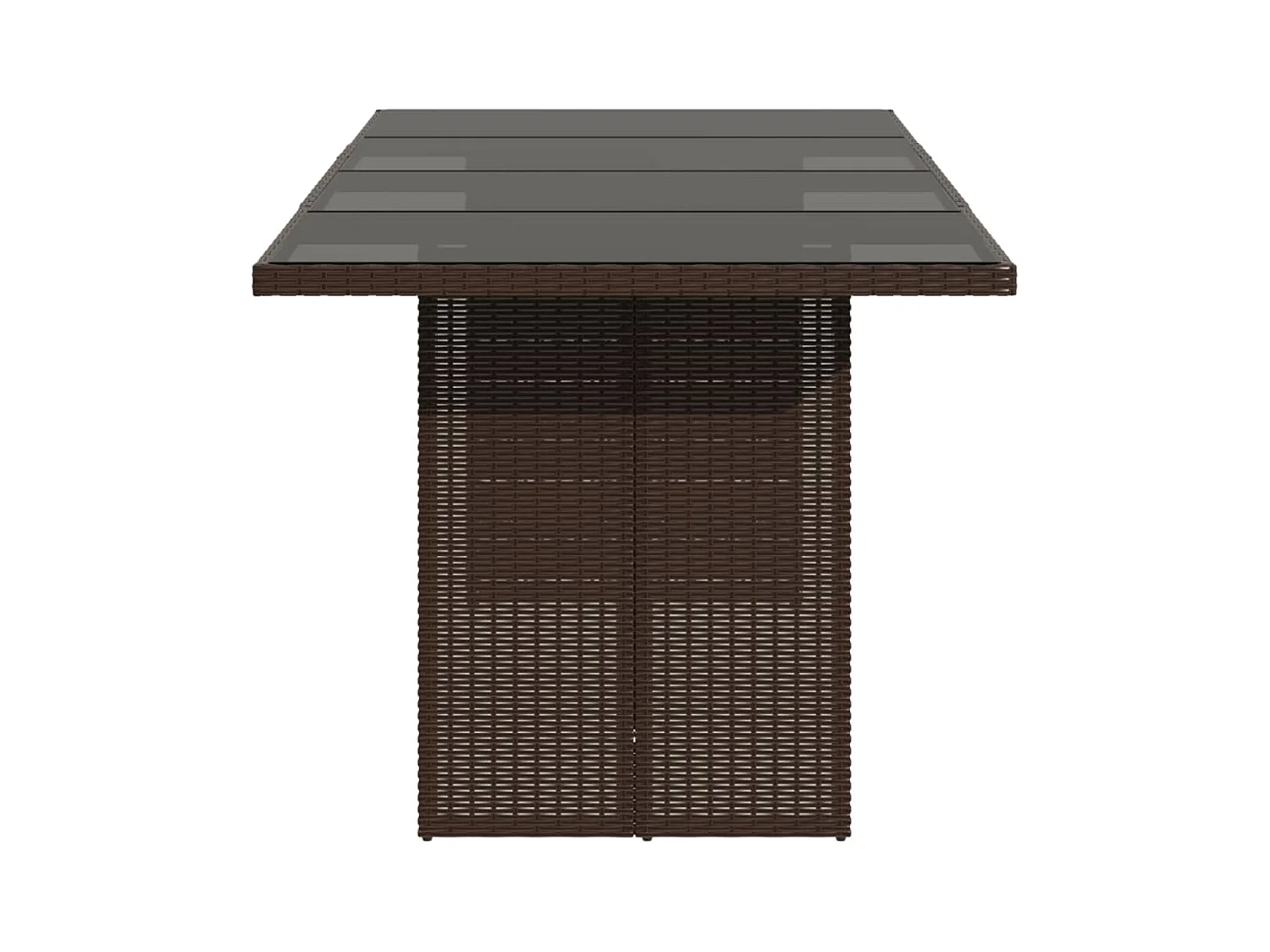 Tuintafel met bruin glazen blad en gevlochten hars