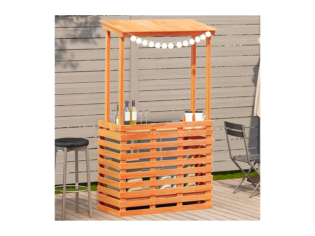 Table de bar d'extérieur avec toit marron bois massif