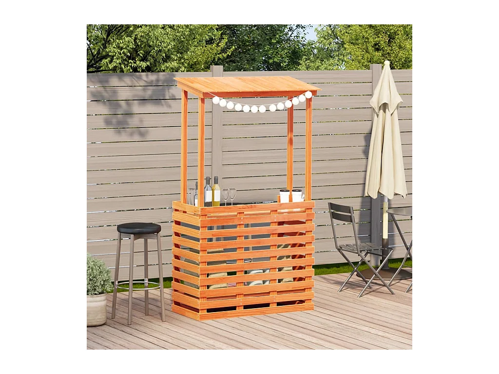 Table de bar d'extérieur avec toit marron bois massif