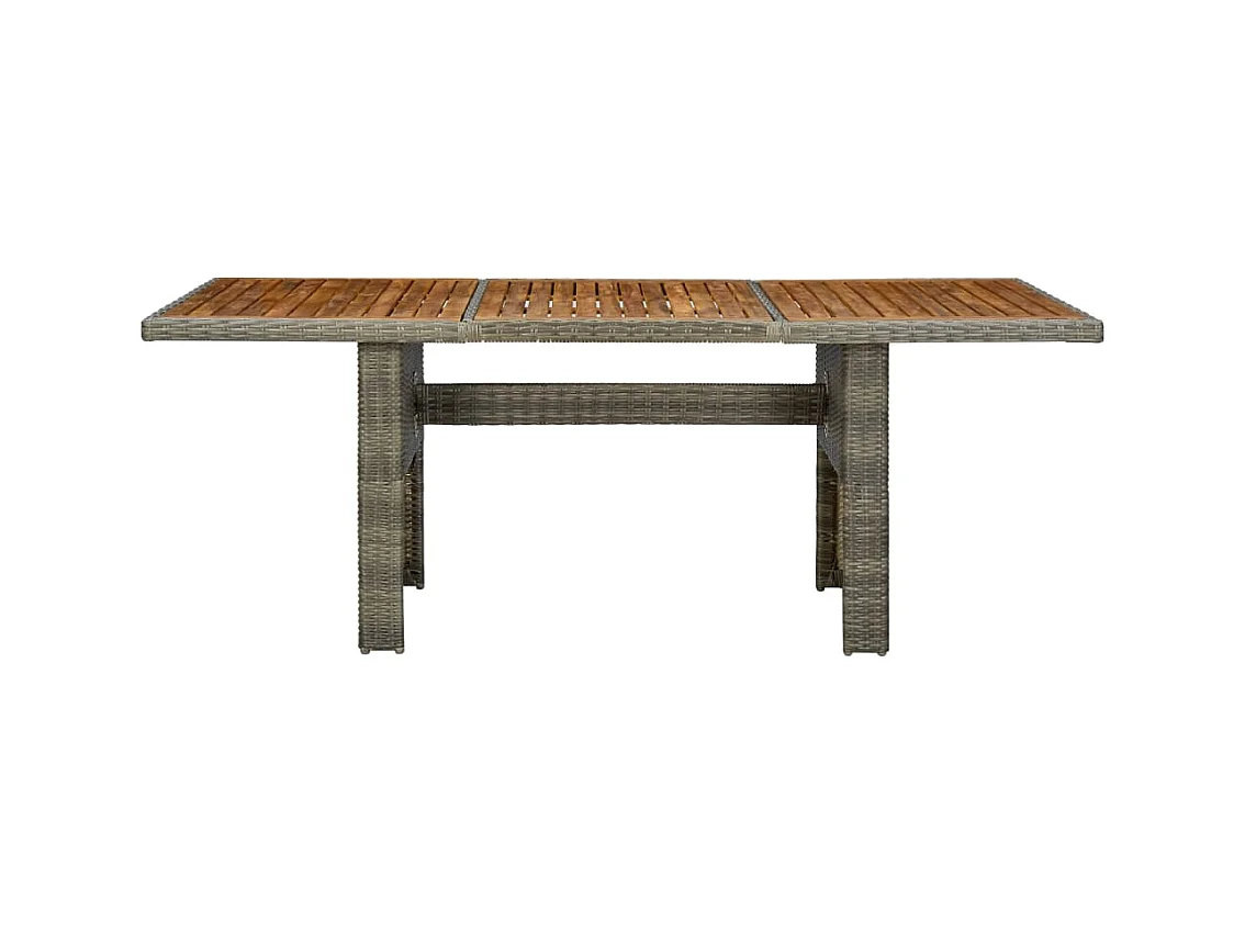 Bruine tuintafel van gevlochten hars en massief acaciahout