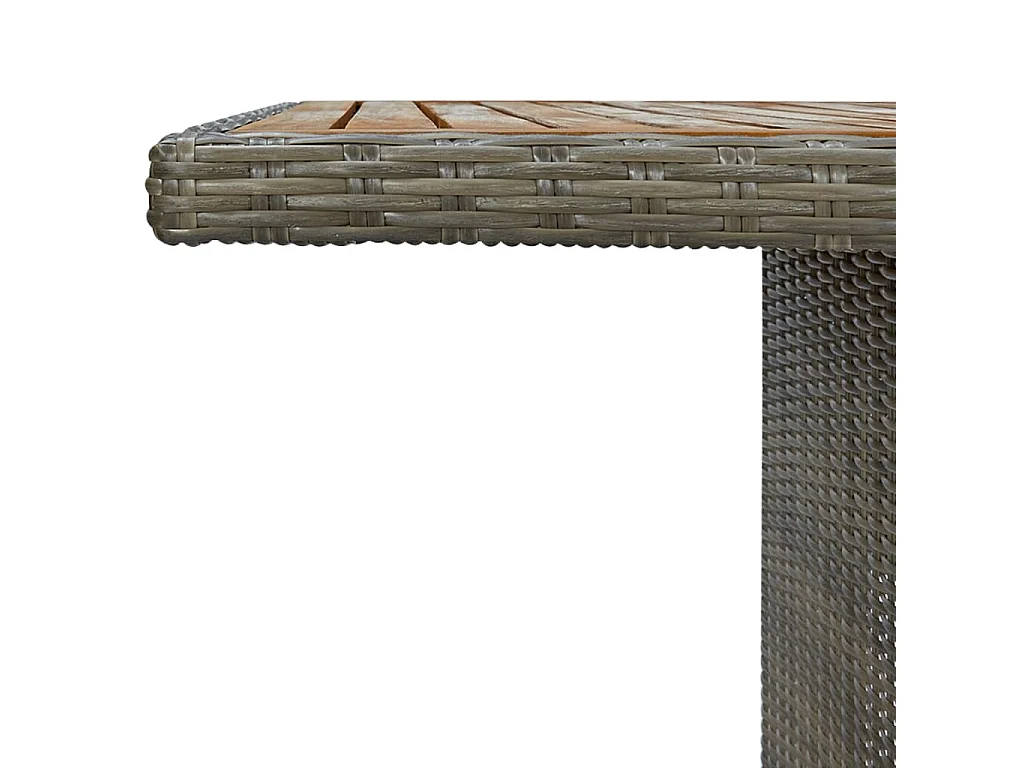 Mesa de jardín marrón de resina trenzada y madera maciza de acacia