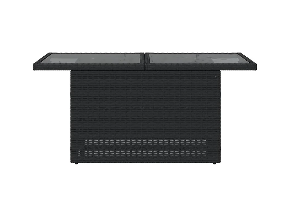 Mesa de jardín con tapa de cristal negro 100x55x73cm resina trenzada